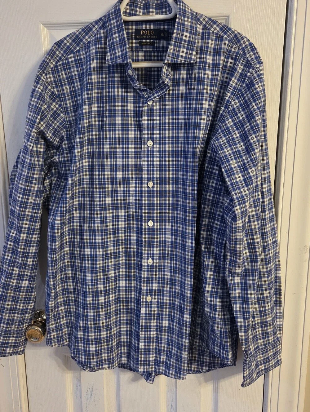 Polo Ralph Lauren Men's Blue Plaid Long Sleeve Button-Down Shirt Size XL 140's 2
